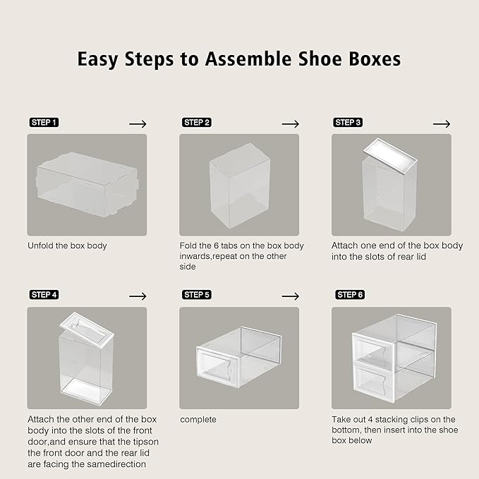 X-Large Shoe Storage Box Fit Size 11, Clear Plastic Stackable Shoe Organizer for Closet, Space Saving Foldable Shoe Rack Sneaker Container Bin Holder, 60 Pack Clear
