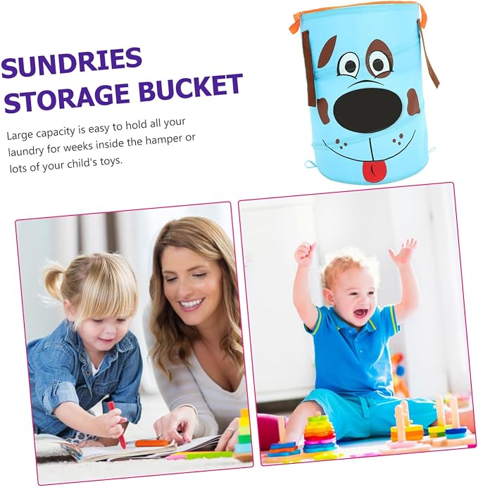 KOMBIUDA 1pc Sky- Storage Basket for Toys and Laundry Portable Pet Organizer Handles for Bedroom Nursery and Bathroom Use
