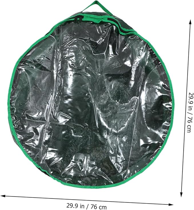 1pc Christmas Wreath Storage Bag Container with Transparent Window for Holiday Decoration and Ornament Organization