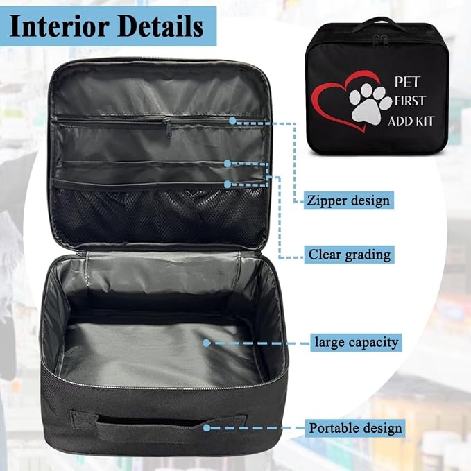 First Aid Kit Bag Pet Paw Hearts Print Empty Medic Bag for Pet Friendly Households and Outdoor Adventures Featuring Wear Resistant Material Breathable Construction Easy Access