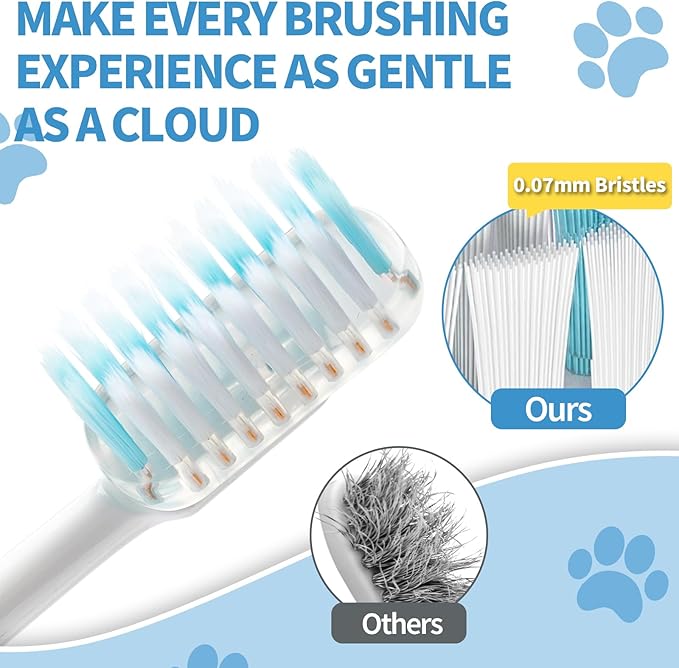 E.M&S.T by Emmeliestella Dog Toothbrush for Large Dogs, Pet Dental Care, Reduce Pets Teeth Plaque, Soft Bristles, 360 Rotating Brush Head, Removing Bad Breath Tartar, 3PCS (Green&Purple)