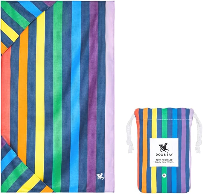 Dock & Bay Customized Pet Towel - Super Absorbent & Quick Drying Dog Towels with Bag - 100% Recycled - Pups with Pride - Medium
