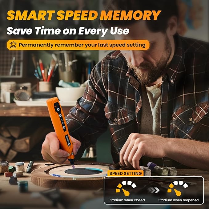 HARDELL Cordless Rotary Tool 3.7V with Universal Chuck, 5-Speed Mini Rotary Tool Kit with 71 Accessories, USB Charging, Multi-Purpose DIY Craft Tool for Sanding, Polishing, Drilling, Engraving(Orange)