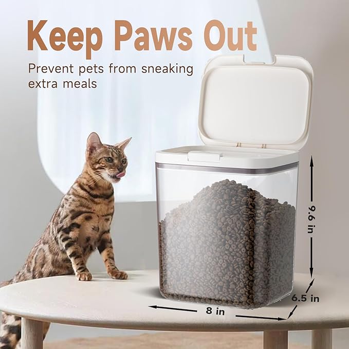 LivLab Mker Dog Food Storage Container 5 lbs Airtight Pet Food Storage Containers with Lids, Cat Food Container, BPA Free, Rice Container, Flour Dispenser(6 lbs), white | Airtight pop-lock lid helps protect dry pet food from moisture; clear BPA-free bo...