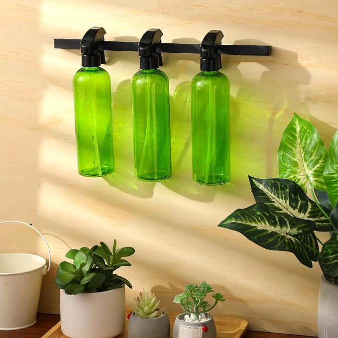 4 Pieces Spray Bottle Organizers 14 Inch Wall Mounted Detailing Bottle Storage Rack Holders Universal Lightweight Spray Can Holders for Mobile Garage Detailing Home Organizers, Black