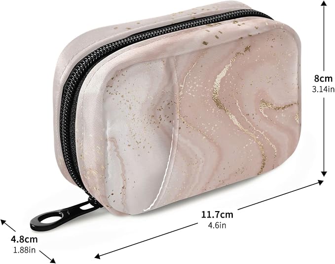 Rose Gold Glitter Marble Pill Case, Weekly Portable Pill Bag Container 7 Days Pill Box Organizer Vitamin Supplement Holder with Zipper for Travel Family Business