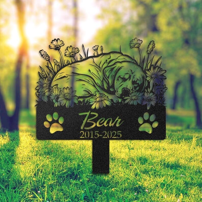 Personalized Labrador Dog Metal Memorial Stake, Dog Loss Decor | Pet Memorial Gifts for Dogs, Grave Marker, Grave Decorations for Cemetery, Dog Dad Gifts, Back Yard, Garden Decor