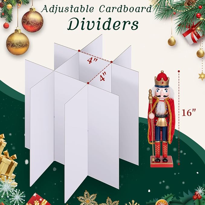 Christmas Nutcracker and Figurine Collectible Storage Box Stores Up to 9 16" Nutcrackers Holiday Ornaments Storage Box with Adjustable Dividers Zippered Top Xmas Decorations Storage Containers