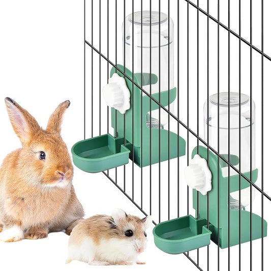 kathson 2 PCS Rabbit Water Dispenser for Cage 17 Oz Hanging Guinea Pig Water Bottle No Drip Gravity Automatic Bunny Water Bottle No Leak Small Animal Water Bottle for Chinchilla Ferret Hamster（Green）