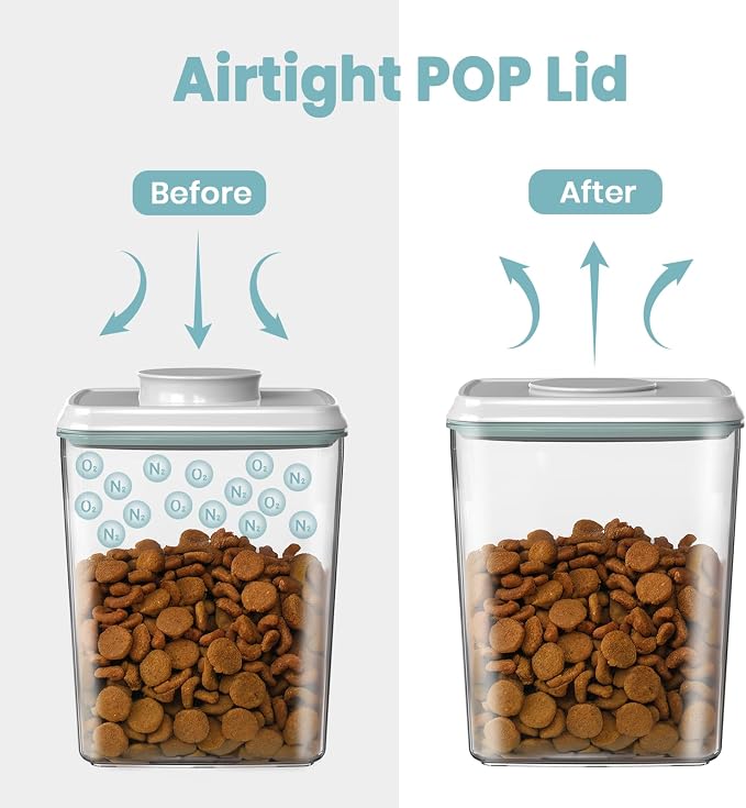 1.35 Qt Dog Treat Container Airtight Dog Treat Jar for Pets, Plastic Dog Cat Food Storage Containers with Lids, BPA Free, Clear POP UP Container for Dog Treats, Snacks, Biscuits