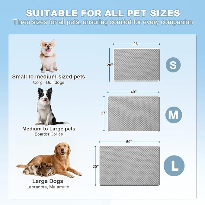 GOLOPET Laarge Cooling Mat for Dogs 27x40in | (Q-Max>0.5) Self-Cooling Dog Bed,Breathable Arc-Chill Cooling Fabric,Foldable, Easy to Clean,Outdoor & Indoor,Travel Use
