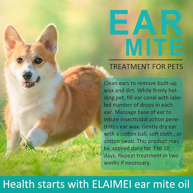 Ear Mite Treatment for Dogs and Cats,Ear Infection Treatment Drops,Relief for Dogs and Cats Suffering from Ear Mites, Pets Ear Cleaning Drops with Soothing Aloe for Dog & Cats (1.5 Fl Oz (Pack of 2))