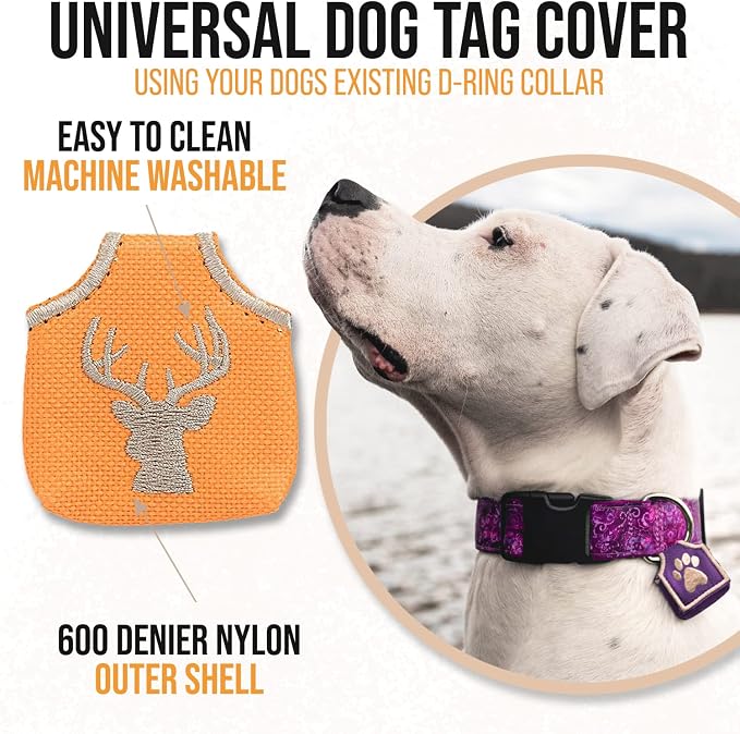 Woofhoof Dog Tag Cover (Orange Deer Head)