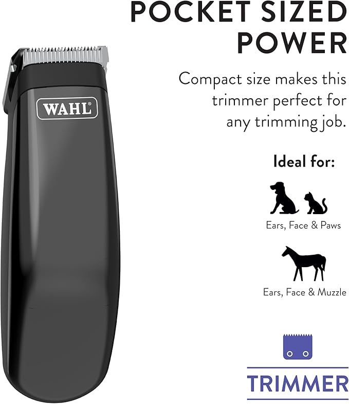 Wahl Professional Animal Super Pocket Pro Pet, Dog, & Cat Trimmer & Grooming Kit - Black Chrome