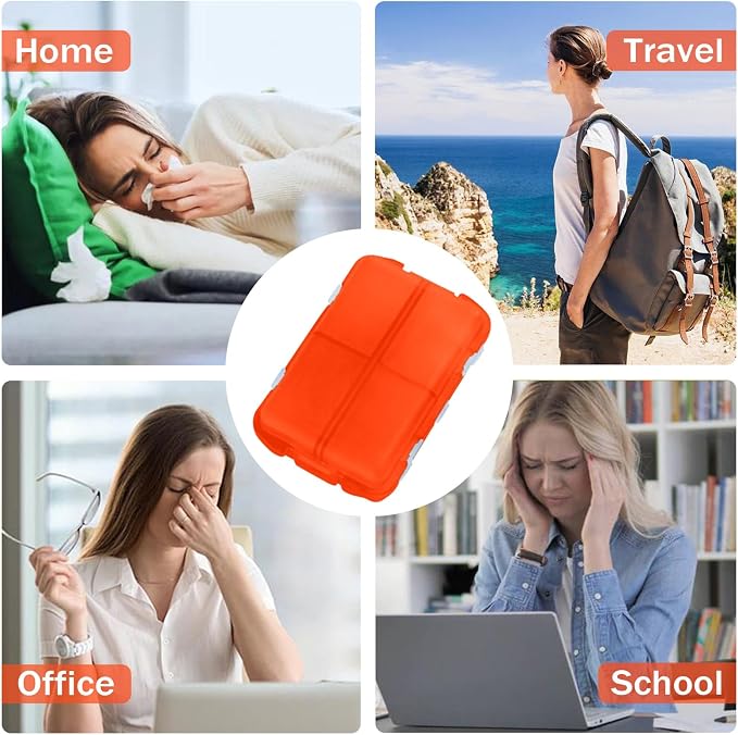 2PCS 7-Day Pill Organizer with Labels – Travel Pill Case, Daily Medication Organizer | Compact & Secure | Fits in Pocket/Purse (3.7” x 2.4”)