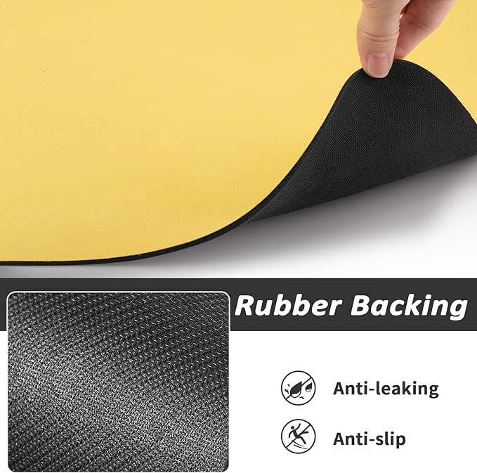 HotLive Dog Food Mat - Absorbent Cat Mat for Food and Water, No Stains Pet Feeding Bowl Mat, Easy to Clean Pet Placemats, Quick Dry Dog Water Dispenser Mat for Messy Drinkers | Paw Yellow 12"x 19"