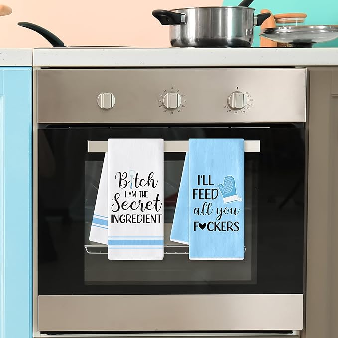 GROBRO7 Funny Sayings Hand Towel - 6Pcs No Bitchin in My Kitchen Fun Kitchen Decorative Soft Polyester Dish Towels for Bar Dining Room Restaurant Decor, Housewarming Gift for Hostess Home Friends
