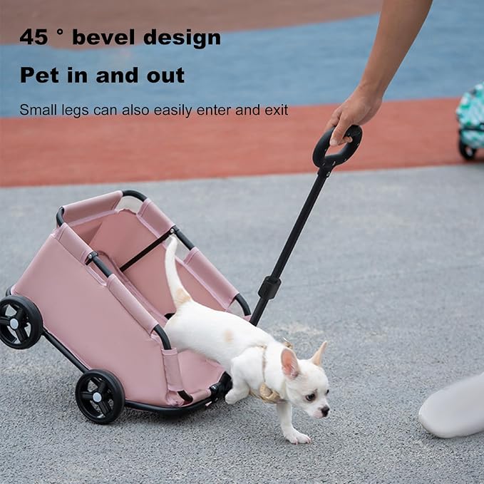 Folding Utility Cart,Small Cart 4 Wheels,Travel Shopping Walking Metal Cloth Safe Design Easy Clean Breathable Interior Compact Maneuverable Pull Rod Adjustable