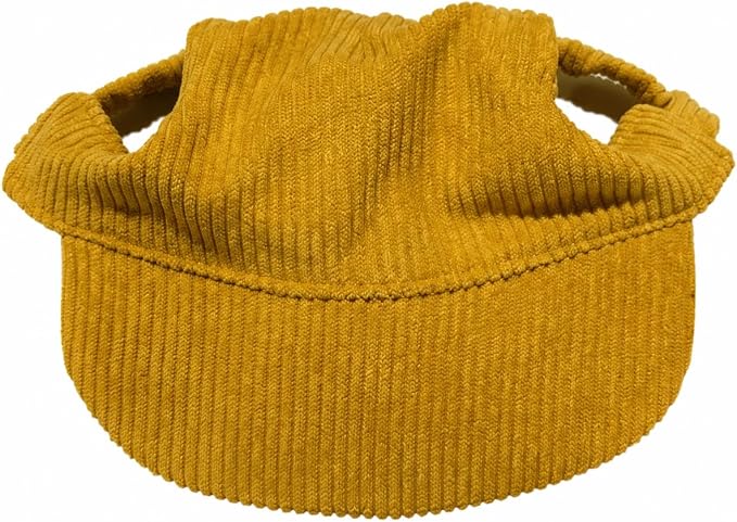 Corduroy Dog Baseball Cap, Breathable Sun Visor Hat with Ear Openings and Adjustable Chin Strap, Solid Color Outdoor Pet Hat for Small Medium Large Dogs