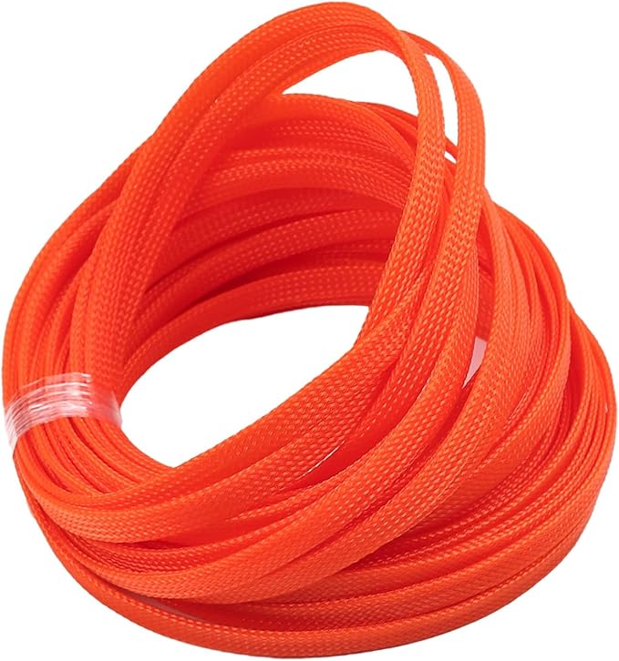 Heyiarbeit 10m/32.8ft PET Expandable Braid Cable Sleeving Flexible Wire Mesh Sleeve Orange 8mm