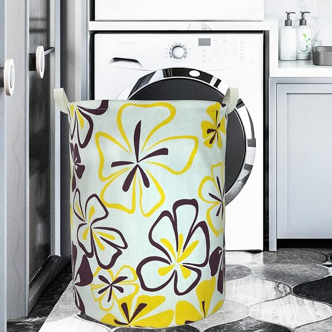Merdes 19.7’’ Waterproof Foldable Laundry Hamper, Dirty Clothes Laundry Basket, Linen Bin Storage Organizer for Toy Collection (Flower)