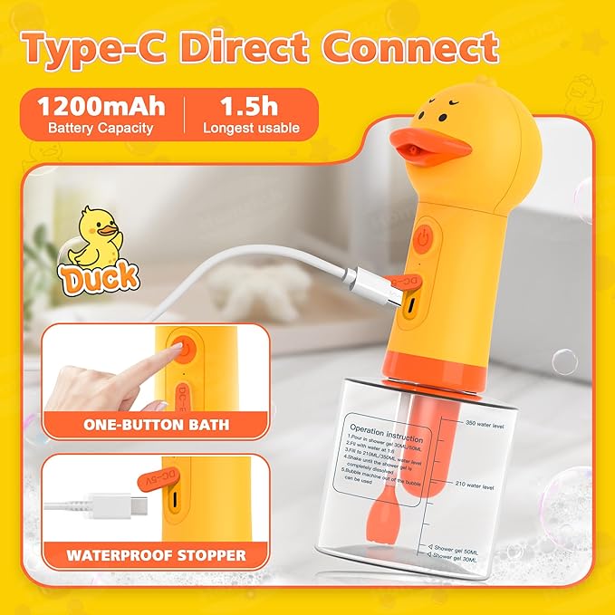 Homrich Electric Dog Soap Dispenser, Automatic Dog Cleaning Foam Machine, Dog Shampoo Sprayer with Brush for Dog and Cat Bathing, Shampoo Foamer for Pet Bathing, Bathroom, Kitchen Sink