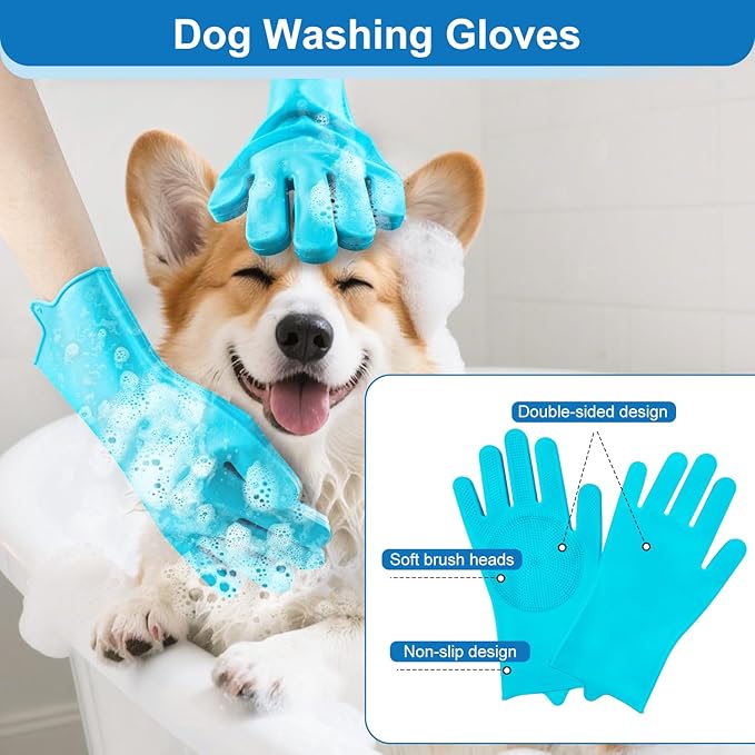 Slicker Brush for Dogs, Slicker Brush for Doodles Long Haired Dog, Goldendoodle Long Pin Detangler for Dematting, Dog Slicker Brushes for Grooming (Large Curved)(Blue)