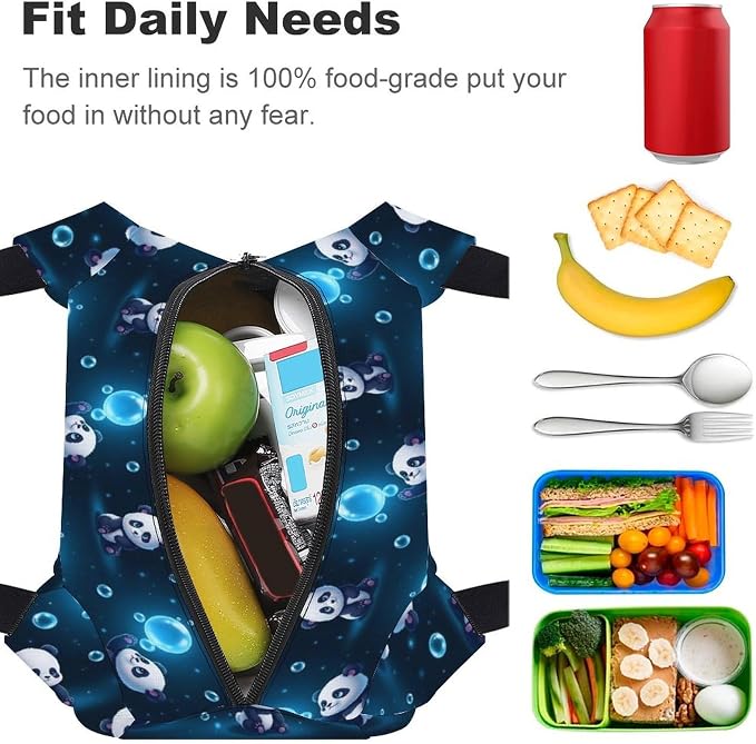 Lightweight Insulated Cooler Lunch Bag, Panda | Spacious Food Carrier Bags, Lightweight and Soft, Handheld Leakproof Snack Tote, for Travel Gym Picnic