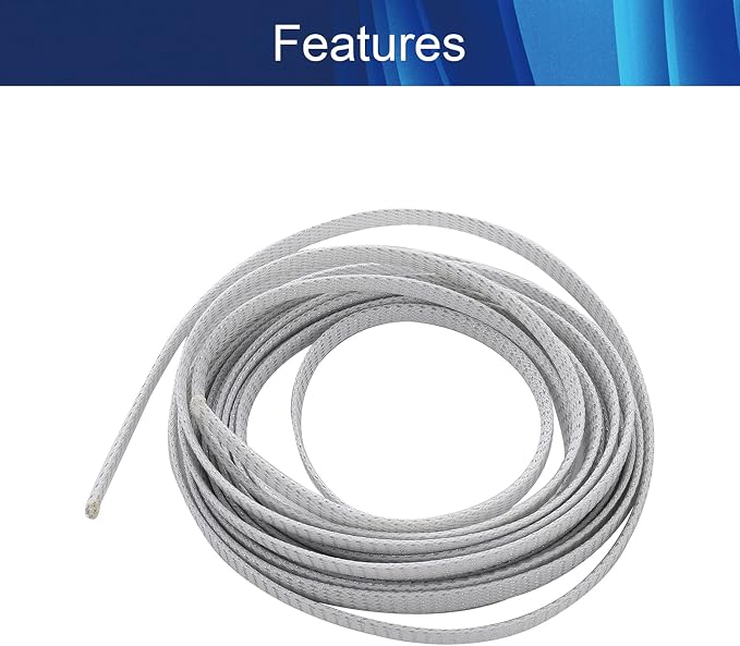 Jutagoss PET Expandable Braided Cable Sleeve, 16.4ft - 3/8 inch Silver White Cable Management Sleeve, Wire Loom Tube Cord Protector for USB Cable, Power Cord, Audio Video and More, 1Pc
