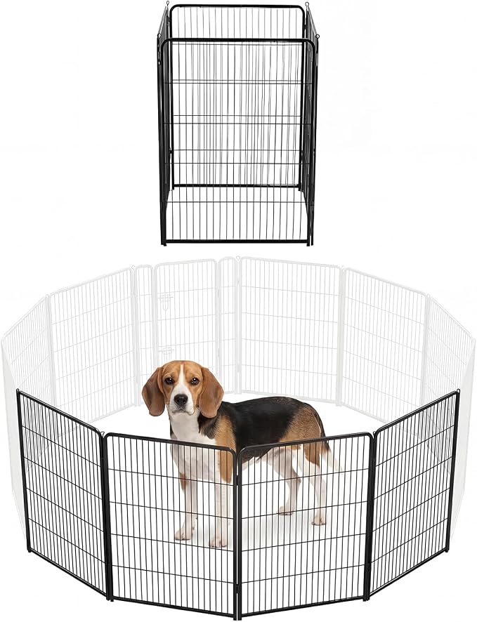 DUMOS Dog Playpen 40 Inch 4 Panels Indoor Outdoor Metal Pet Fence | Foldable Dog Play Pen with Door, Portable Exercise, RV Camping, Puppy Small Medium Large Dogs