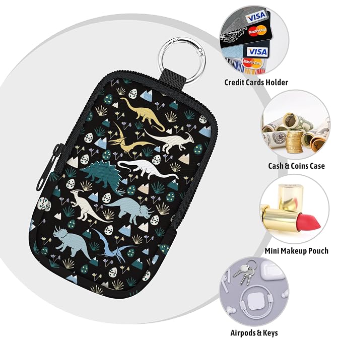 Hand Sanitizer Holder, Dinosaur Spray Case Zippered Pouch | Keychain, Travel Size, Cute Fashion Accessory with Snap Hook, for Glow Mist and Power Mist 1FL OZ, Mini Small Pocket Clip on