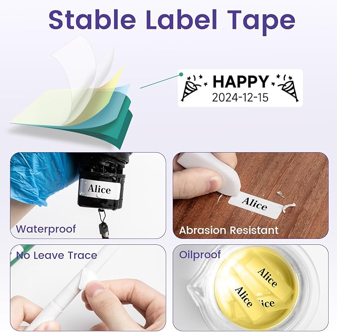 Phomemo D30 Portable Thermal Printer, Bluetooth Mini Label Maker Machine | Lightweight Portable Printer Small Label Maker, Abundant Templates Fonts & Icons for Kids Home School Office, Easy to Use