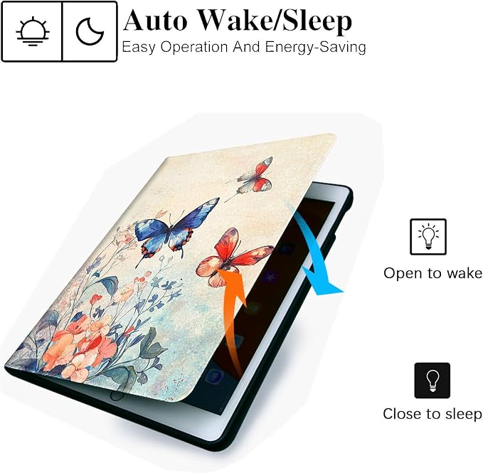 for Microsoft Surface Pro 7 Plus,Surface Pro 7/6/5/4 12.3" Tablet Case,Auto Wake/Sleep,Adjustable Stand Protective Cover - Watercolor Butterfly Floral