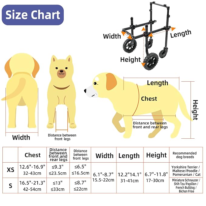 Quad Dog Wheelchair for Disabled Dogs, 4-Wheel Mobility Cart with Harness | Stable 4-wheel support with breathable harness helps senior and disabled dogs move with greater comfort and confidence.