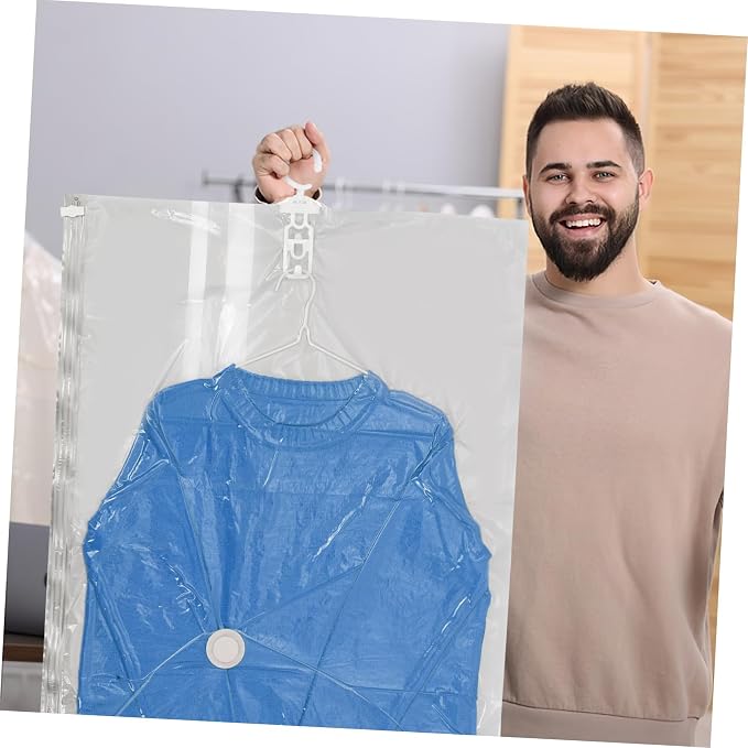 Ipetboom 4 Pcs Heavy Duty Vacuum Storage Bags Hanging Storage Bag for Clothing for Coats Jackets