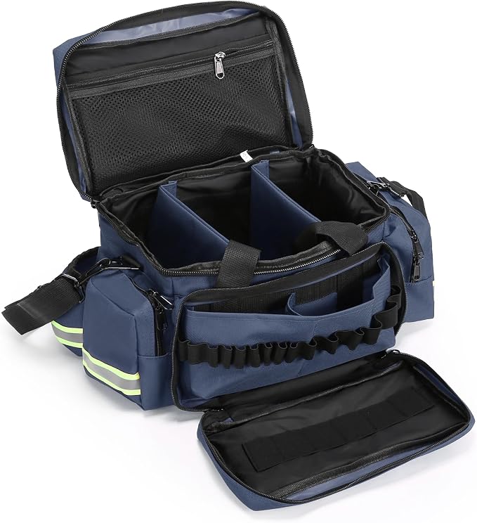 Medical Bag Empty Emergency Bag Medical Bag Organizer Professional First Responder Trauma Bag，First Aid Bag with Detachable Dividers for Nurses,Home Health Care, EMT(Bag Only)