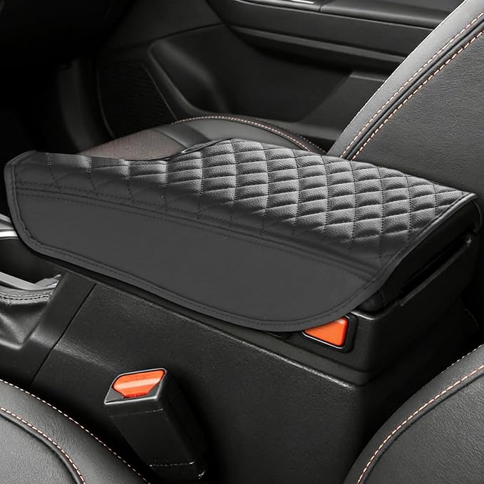 Leather Center Console Armrest Cover for 2017-2023 Subaru Impreza & 2018-2023 Crosstrek – Black Lid Protector, Scratch-Resistant Interior Accessory