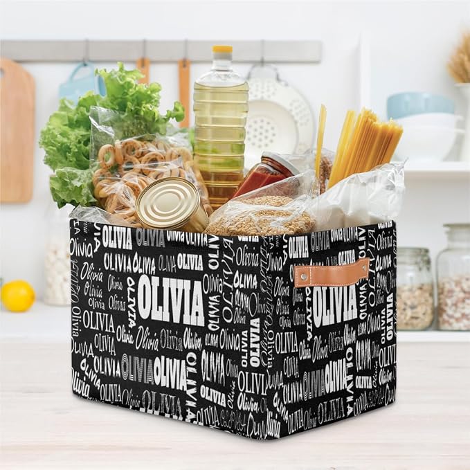 Custom Rectangular Baby Storage Basket, Kids Toys Bin, Solid Black | Organizing Boys Girls Pets Toys Closet Shelf Clothes Books