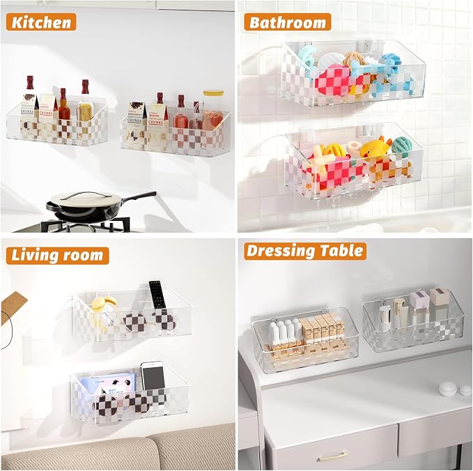 Natheeph Bath Toy Storage Holder Clear Bathtub Toy Storage Organizer, 2pack | Quick-Drying Bath Toy Holder for Tub, Bathroom, Large-Capacity Holder Organizer for Shower Toy, Bathroom Essentials