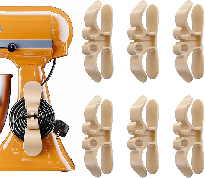 6 PCS Cord Organizer for Appliances, Upgraded Kitchen Appliance Cord Organizer Stick On Appliance Wire Organizer Wire Keeper for Kitchen Appliances Mixers, Coffee Maker, Pressure Cooker, Toasters
