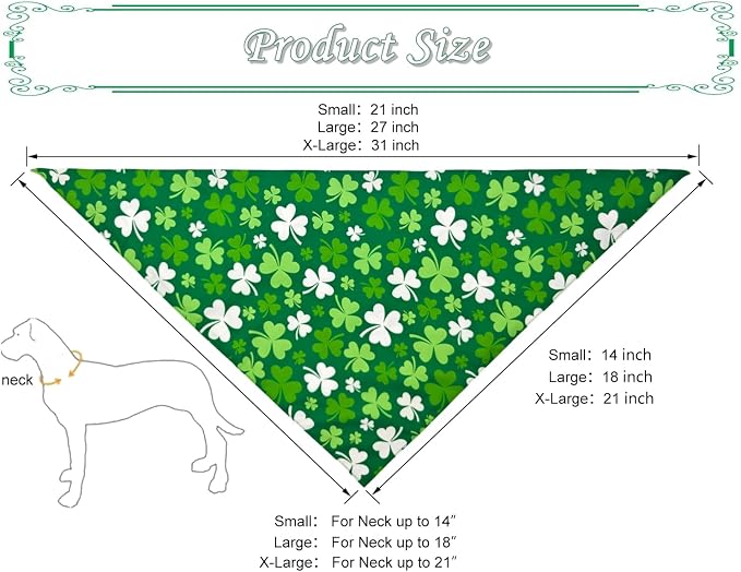 St. Patrick's Day Dog Bandanas 2PCS-Small,Irish Shamrock Design Scarves, Holiday Costumes,Pet Scarves for Boys and Girls,Dog Outfit Gifts for Small Dogs and Cats(Green)