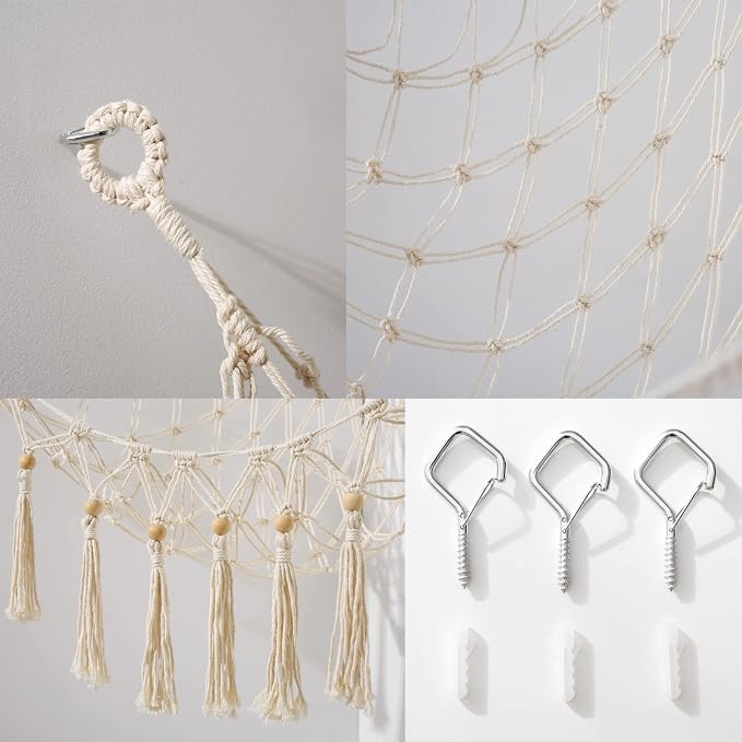 Stuffed Animal Storage Macrame Boho Plush Toy Net Hammock Room Decor | Stuffed Animals Hammock Plushie Net for Stuffed Animals Corner Hanging Holder Teddy Bear Net for Kids Girls Room Decor