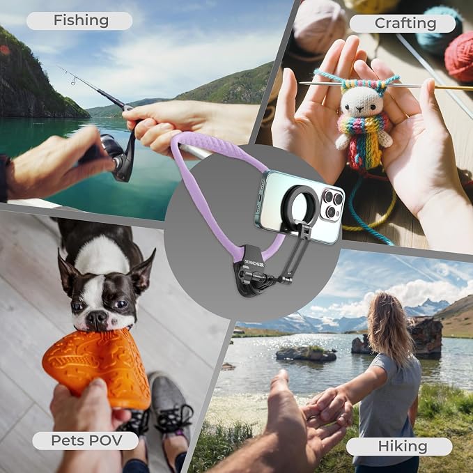【2026 Extended Long】 Magnetic Neck Mount for Phones,Neck Phone Holder | 27.6"Hands Free Pov Phone Holder Chest Mount for iPhone17–12 & Android,Go Pro DJI,Camera Shoulder Supports