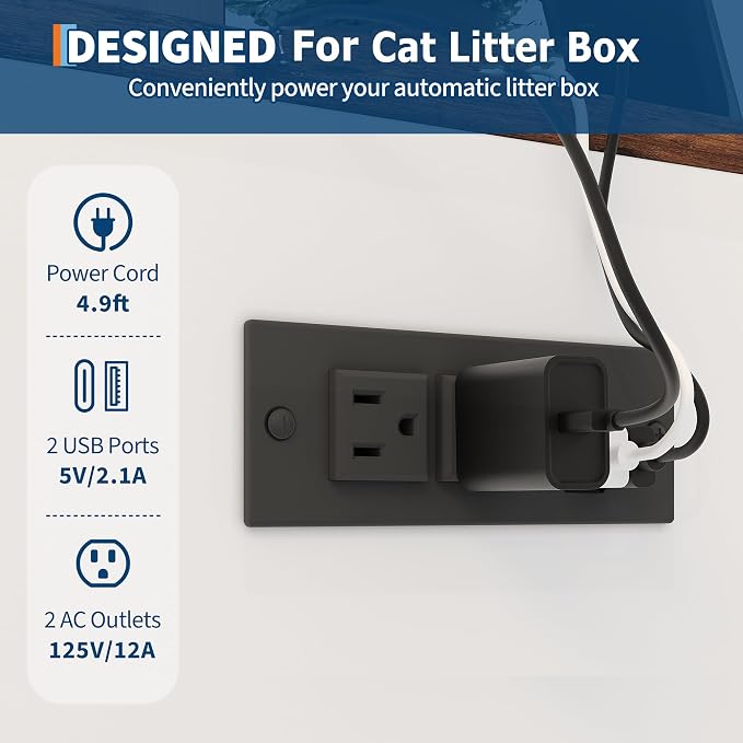 Large Robot 4 Litter Box Enclosure Cabinet with Built-in Power Outlet | Automatic Self‑Cleaning Litterboxes Furniture, Dog‑Proof Shelf, Robot Cabinet for Litter Box White