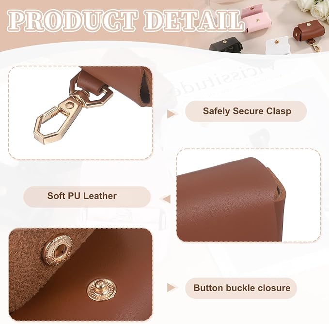 uxcell 2Pcs Dog Ring Bearer, Leather Wedding Pet Ring Pillow Jewelry Holder with Clasp Buckle Closure Portable Storage Organizer Button Closure Pouch for Wedding Engagement, Brown