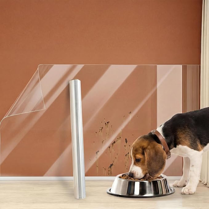 Clear Wall Protector Film for Kitchen Pet 15.7in x 32.8ft | Waterproof Oil Proof Backsplash Cover Removable Static Cling Guard for Cabinet Walls Non Adhesive Wallpaper