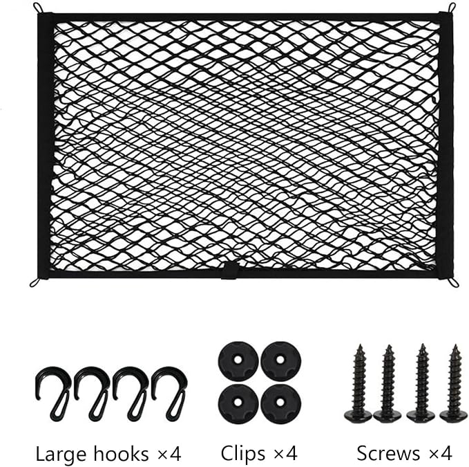 Pet Basket for Bike, Multi Size Elastic Nylon Mesh | Stretchy Woven Nylon, Firm Screw Mount, Anti Escape Pet Protection Barrier(90x40cm/35.4x15.7in)