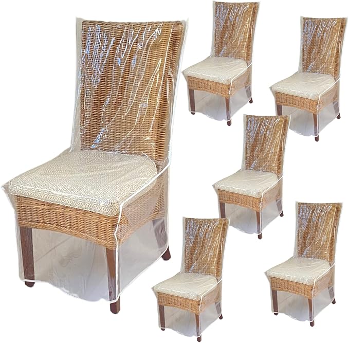 Evelots 6-Pack Clear PVC Dining Chair Covers, Spill-Resistant Protectors | Heavy-duty clear vinyl helps protect kitchen chairs from dust, spills, pet hair and claws; wipes clean with a damp cloth.