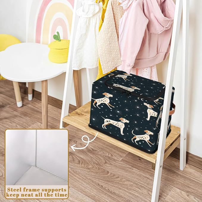 Pardick Dog Puppy Storage Bin Storage Basket with Zipper Lid Collapsible Cloth Organizer Closet Shelf Basket Cube Bins Dustproof Clothes Organizer for Bedroom, Nursery