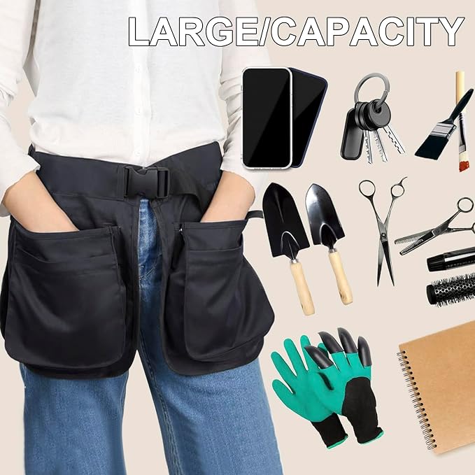 Multi-pocket Waist Belt Tool Apron Bag for Men/Women, Adjustable Belt Apron for Pet Trainer, Garden Tools Organizer, Waiter, Hair Stylist